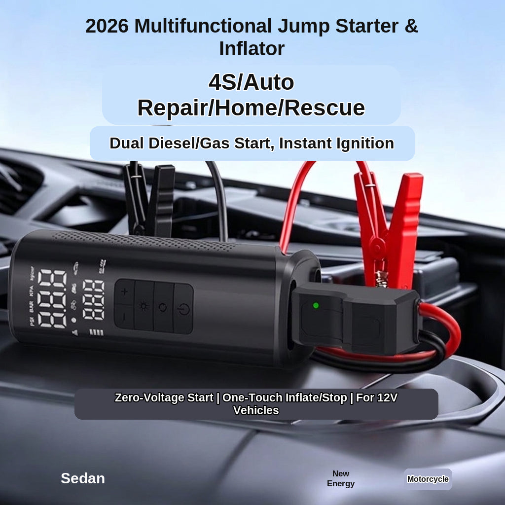 Cross-border vehicle-mounted electric air pump for air and power transfer, integrated car and motorcycle emergency start power supply, 12V 25-cylinder