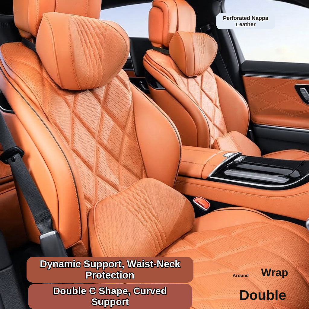 Summer breathable memory foam car headrest lumbar support premium car seat pillow car leather neck support pillow