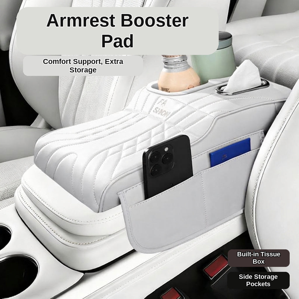 Multi-functional car armrest box water cup holder heightened central protective cover car tissue box supplies storage mat