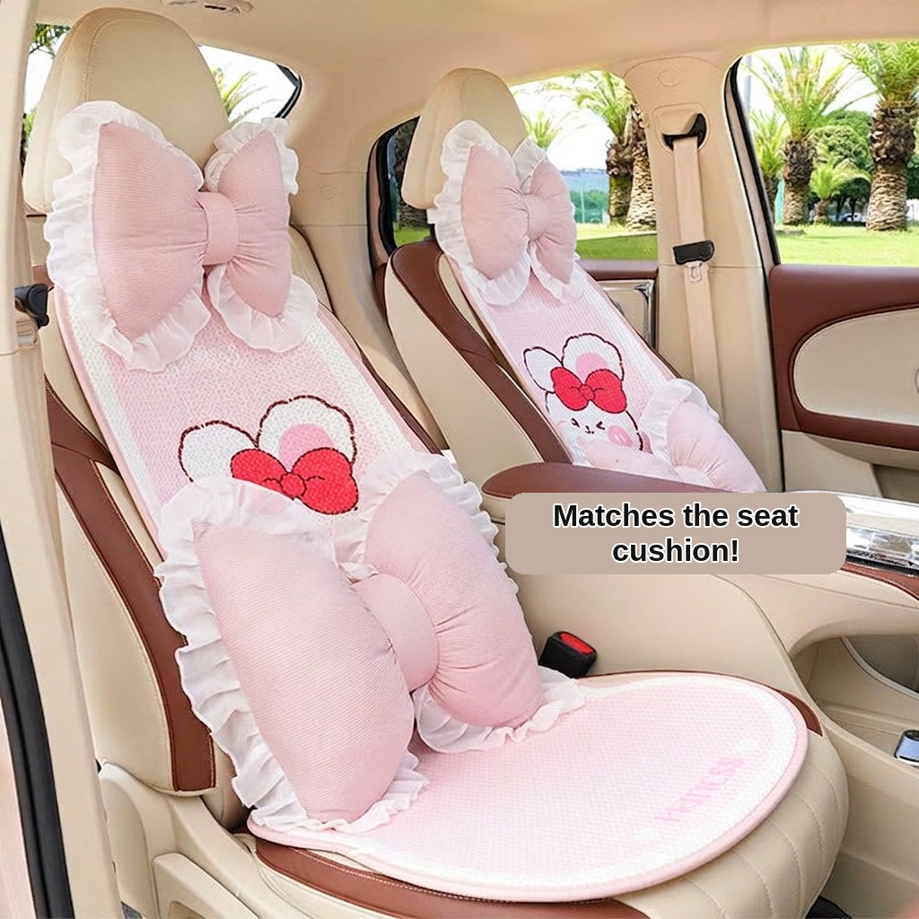 Creative butterfly-shaped car headrest neck support with lace edges for car cushions, all-season universal comfortable breathable car lumbar support