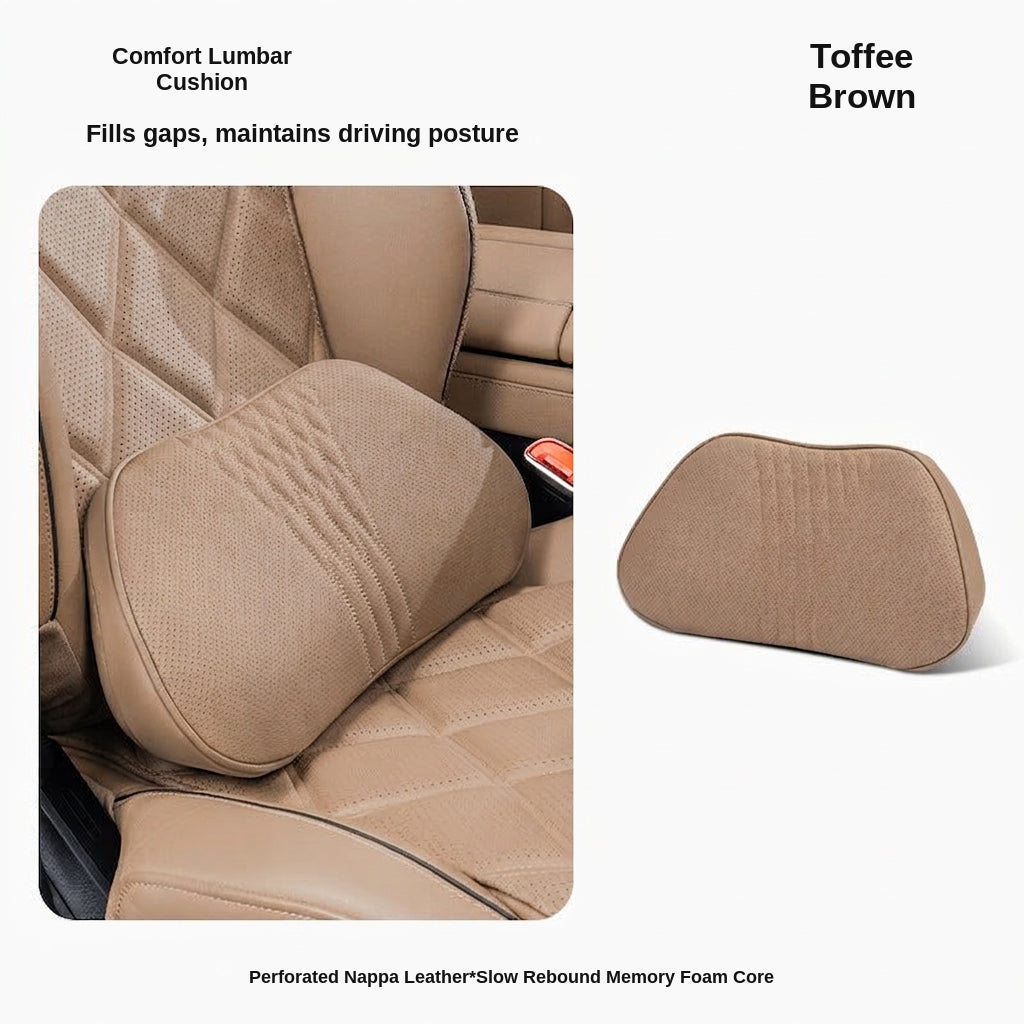 Summer breathable memory foam car headrest lumbar support premium car seat pillow car leather neck support pillow