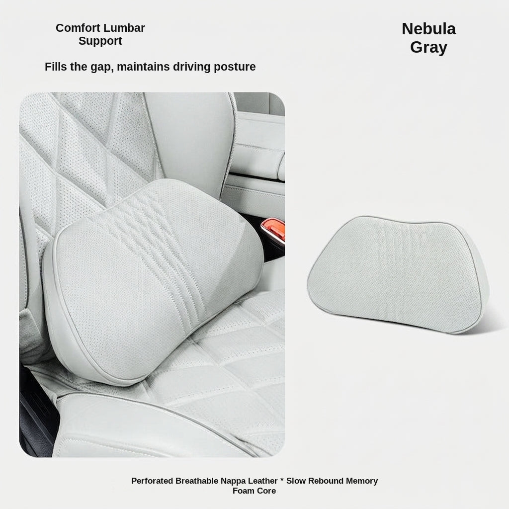 Summer breathable memory foam car headrest lumbar support premium car seat pillow car leather neck support pillow