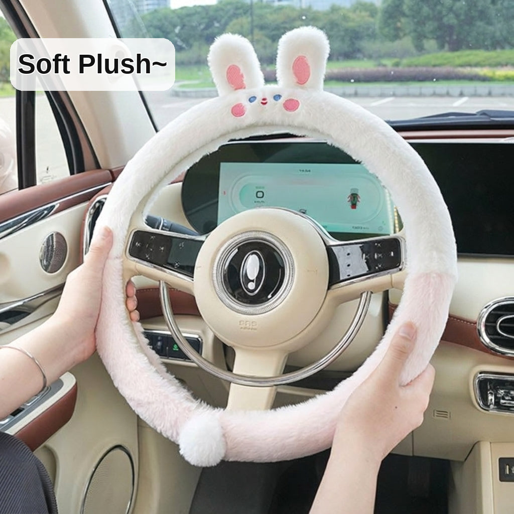 Car headrest, plush bow little bear pillow, comfortable neck pillow cushion, cute cartoon car interior lumbar support