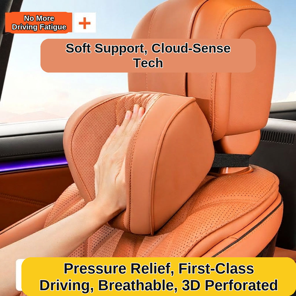 Summer breathable memory foam car headrest lumbar support premium car seat pillow car leather neck support pillow