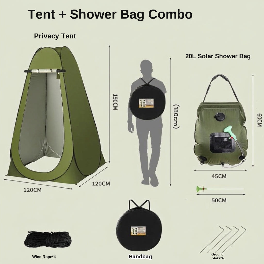 2025 Cross-border Hot Outdoor Shower Tent, Shower Bag, Toilet Combo, Changing Tent, Solar Drying Water Bag