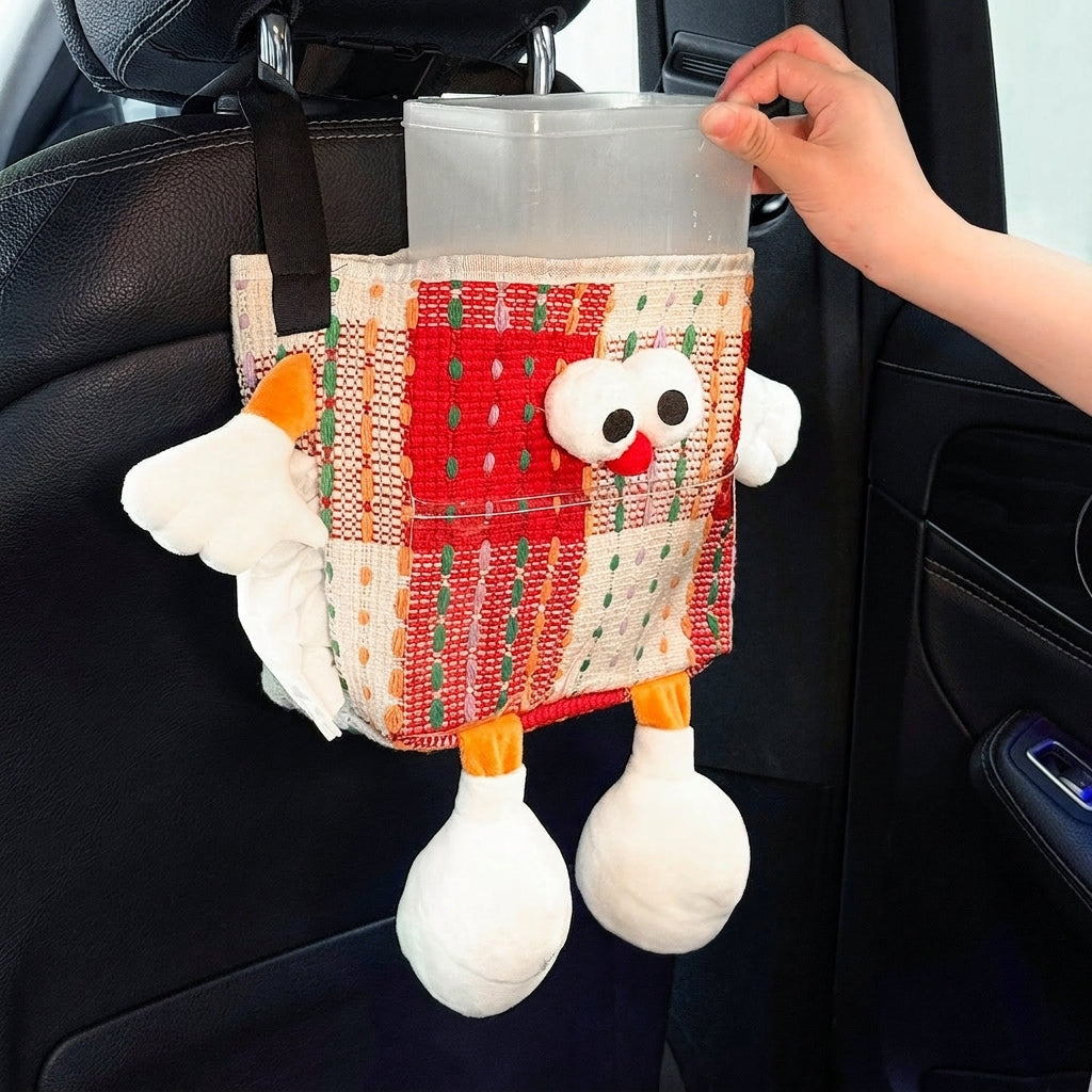 Car trash bin, waterproof two-in-one storage box for car seatbacks, plastic storage container for automotive supplies