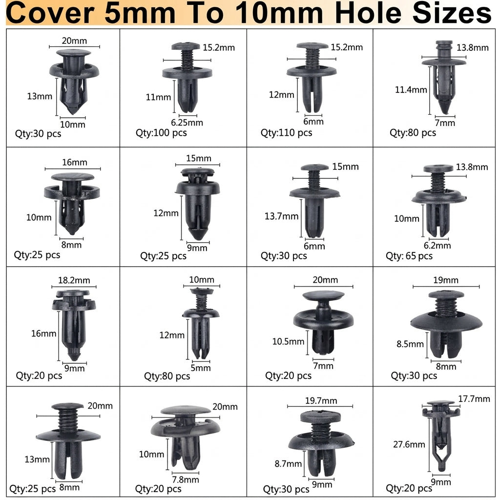 750pcs boxed clips, 16 types of car bumper mudguard plastic clip combo sets, interior panels for cars
