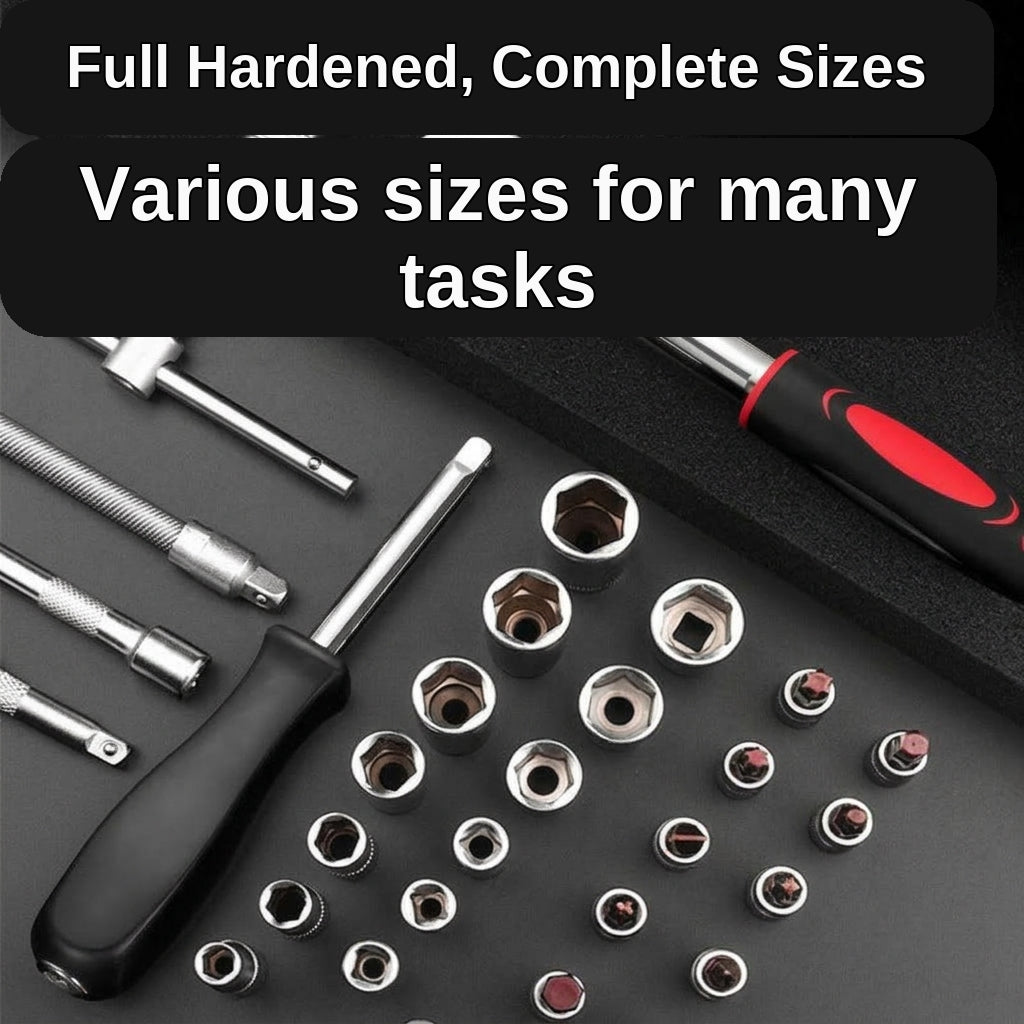 46-piece set of quick ratchet wrenches and screwdriver toolboxes for car repairs, hardware sets, and auto repair kits