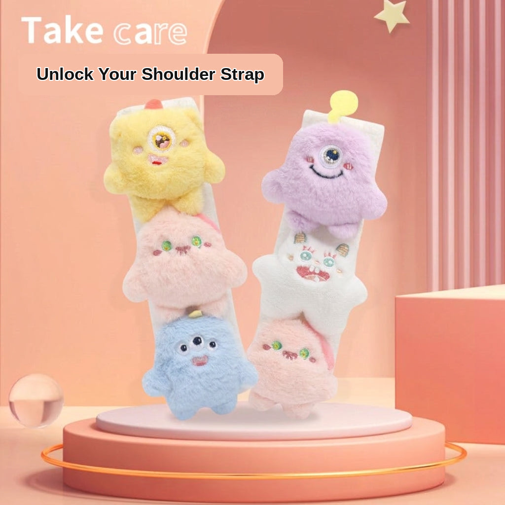 Car seatbelt shoulder pads, wear-resistant clothes, plush plush plush figures, car safety belt protective covers, cute monster girls