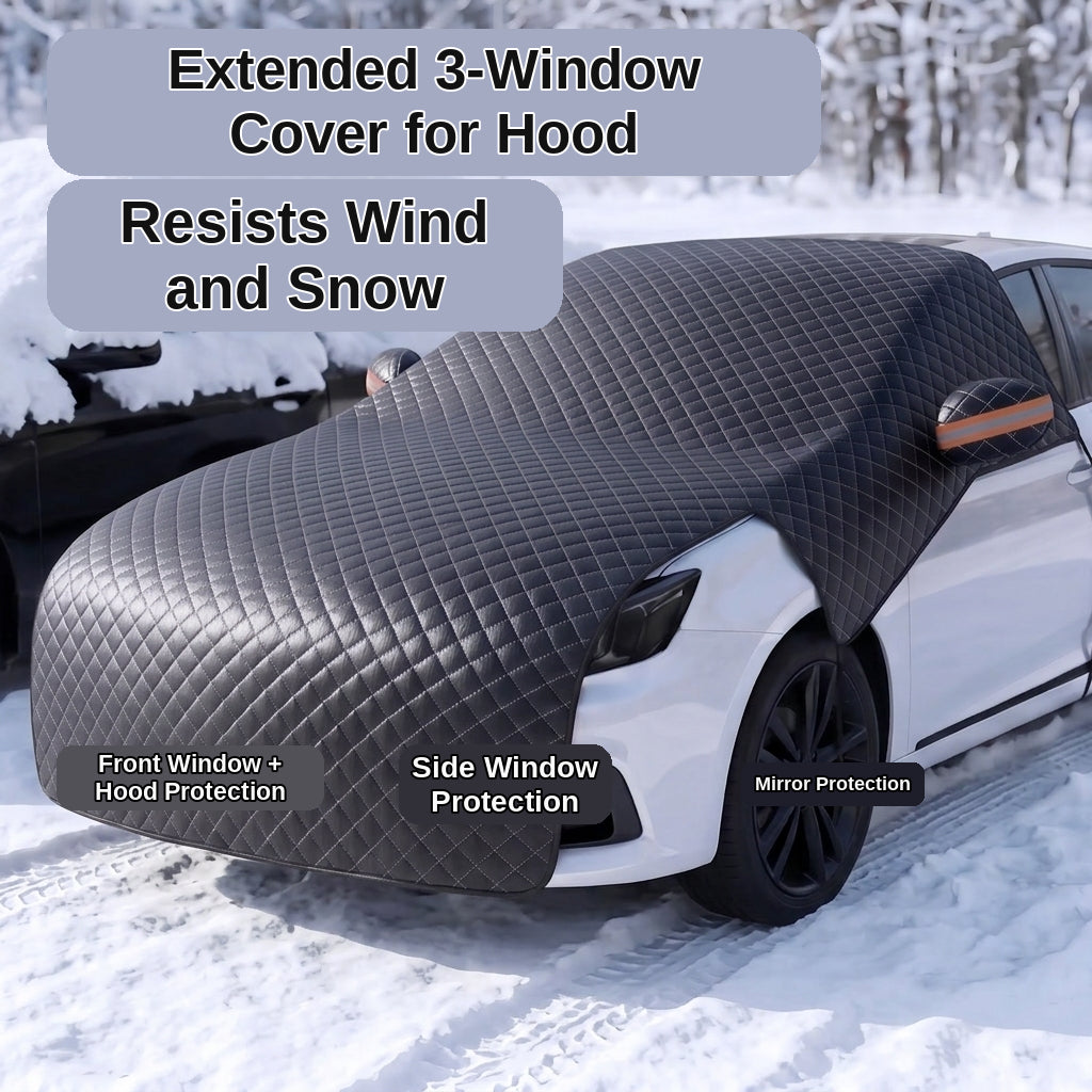 Car Snow Cover - Front Half Cover with Straps
