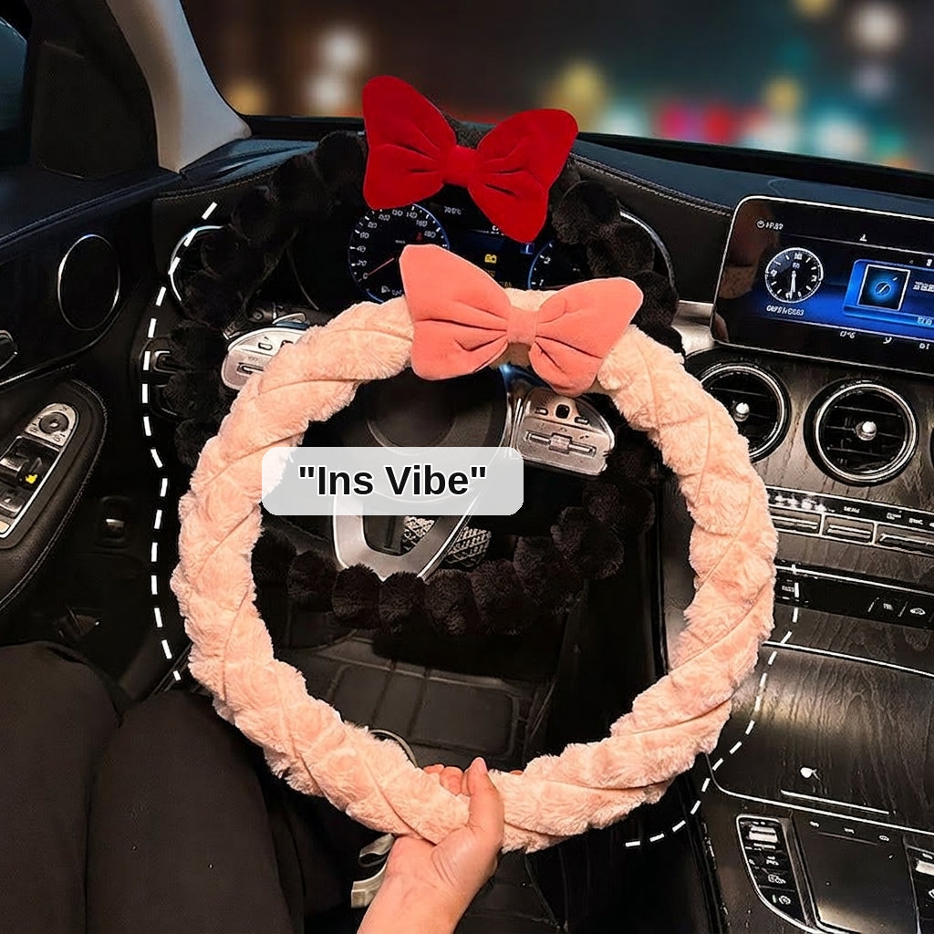 2025 New Car Steering Wheel Cover for Winter, Women's Non-slip Warm, All-Season Universal Winter Plush Handlebar Cover, Winter