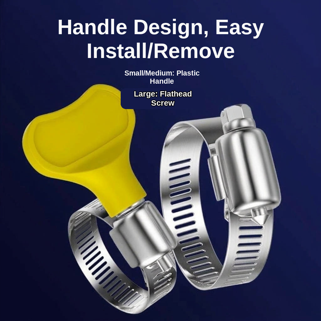 Stainless steel handle, hose hoop, hand screwing, clamping, holding hoop, pipe hoop, water pipe tightening hoop, gas pipe fixing, clamping buckle