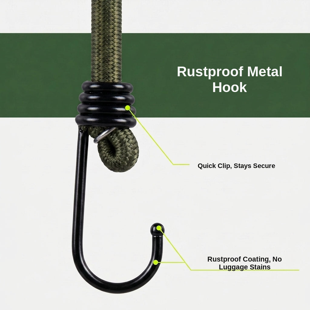 Bungee Cord Strap - 8mm Military Green (Pack of 10)
