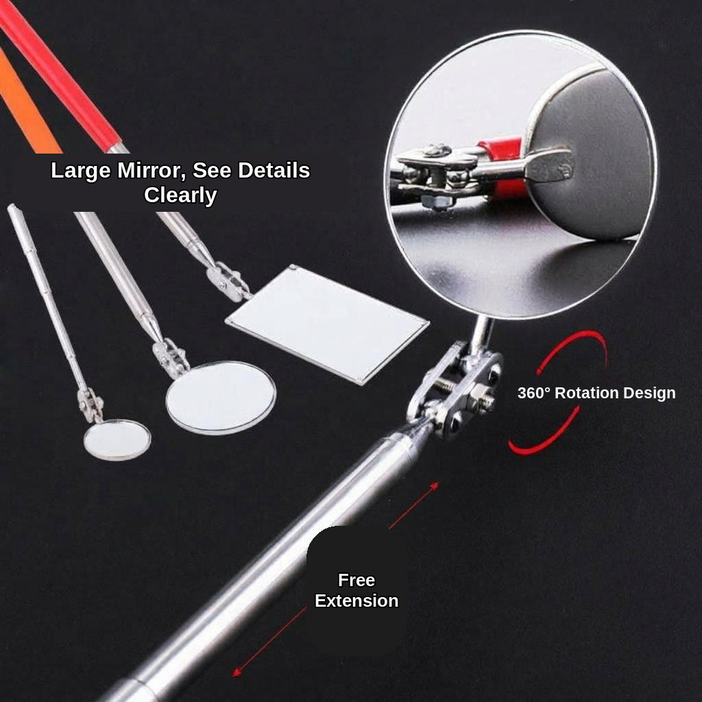 Universal telescopic folding inspection mirror, car bottom inspection mirror, chassis mirror, pipe endoscope, and automotive chassis mirror