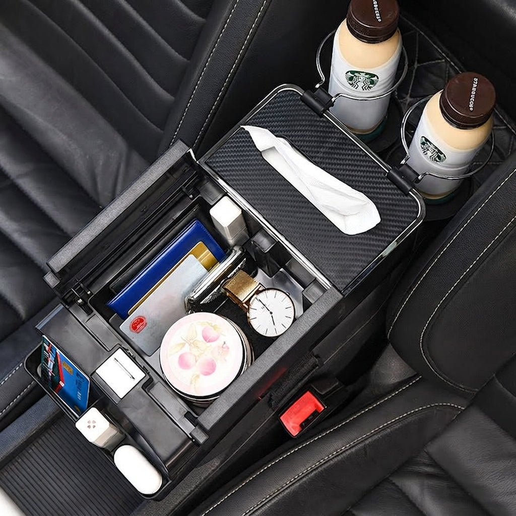 Car tissue box, armrest box, multifunctional water cup holder, storage box, creative and simple car interior sundries storage box