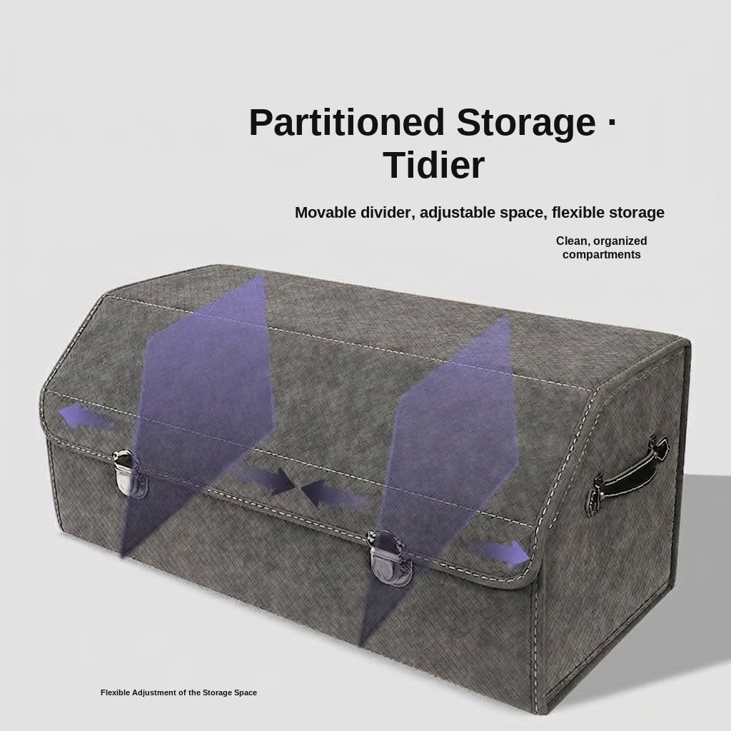 New woven pattern car trunk storage box, foldable car storage box, leather organizer box, factory wholesale