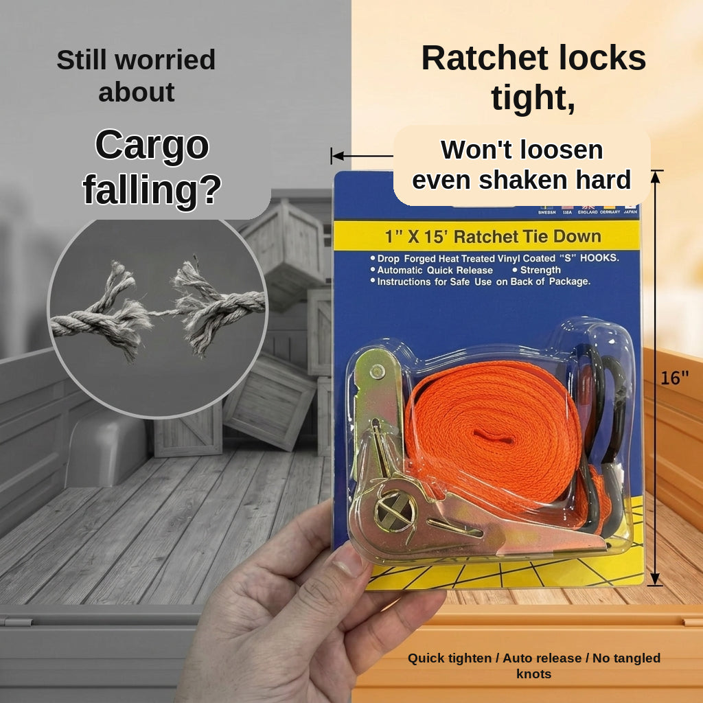 Ratchet Tie Down Strap - 1 inch x 15 feet