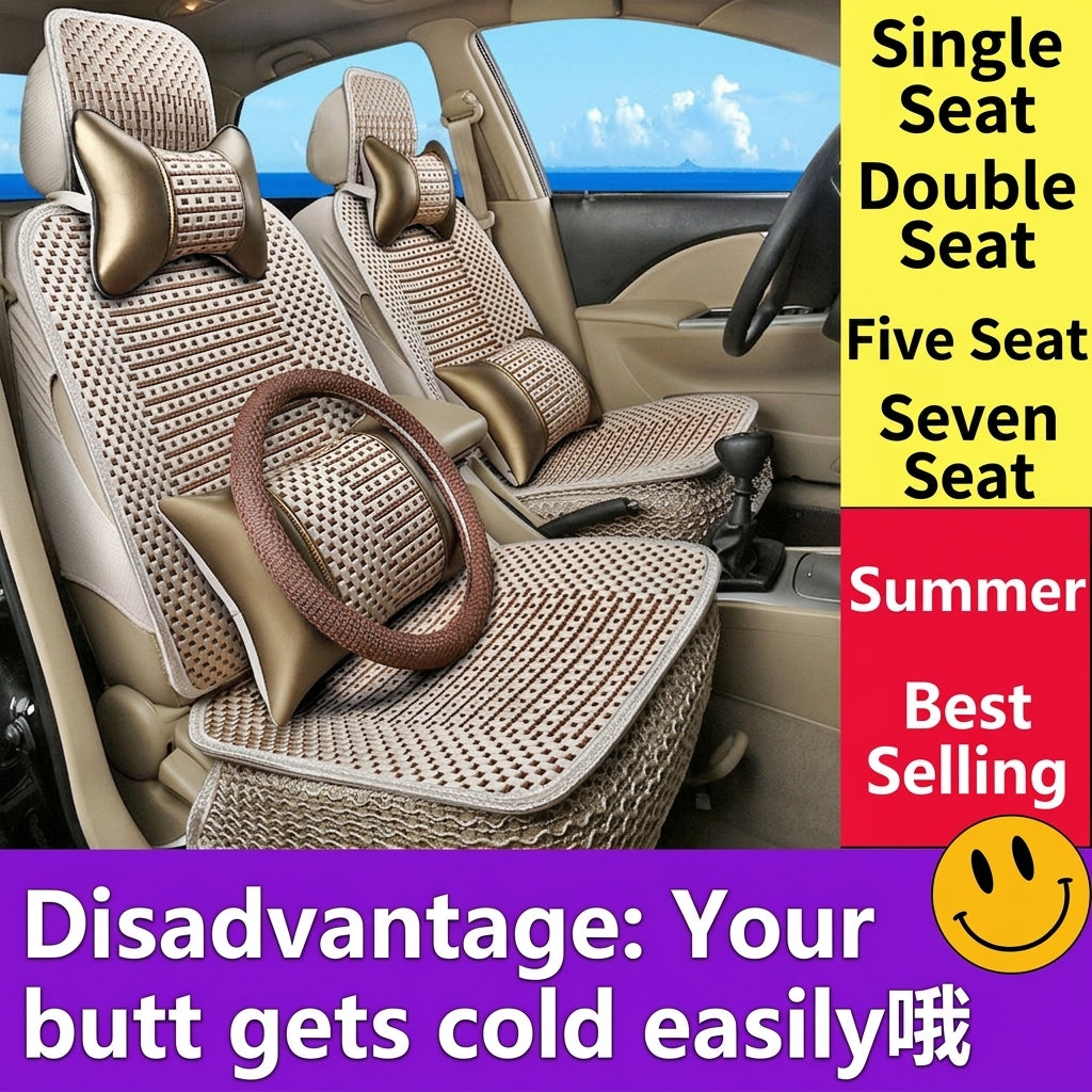 Summer Ice Silk car seat cushion, all-season universal breathable, summer-specific all-encompassing car seat cover, single-seat, five-seater, cross-border design