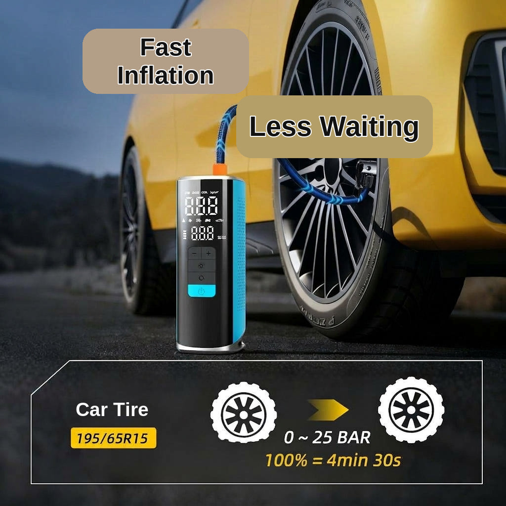 Cross-border vehicle-mounted electric air pump for air and power transfer, integrated car and motorcycle emergency start power supply, 12V 25-cylinder