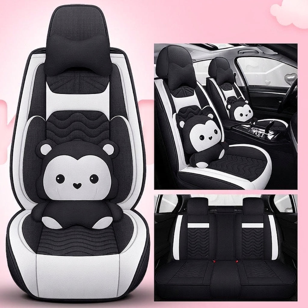 Cartoon car seat cushion, all-season universal all-round car seat cover, linen fabric art seat cushion, winter goddess seat cover