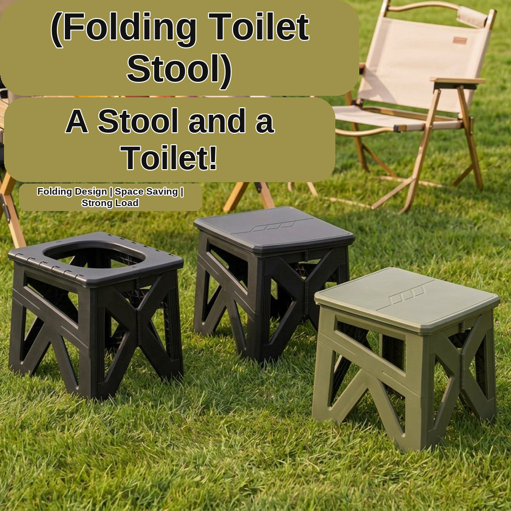 Outdoor camping folding toilet, car-mounted portable odor-resistant adult mobile travel toilet stool