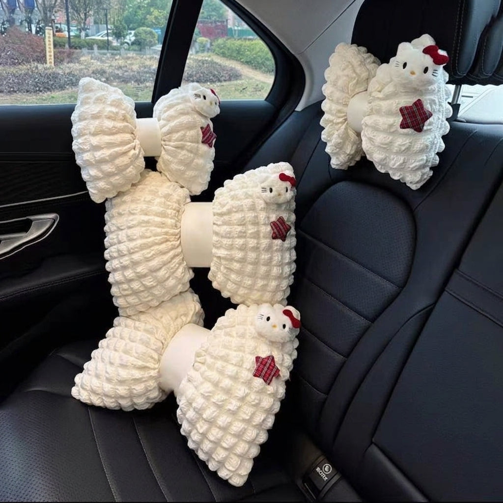 Cute and girly Kitty car headrest neck support pillow, breathable car neck support pillow, cushion, car interior accessories