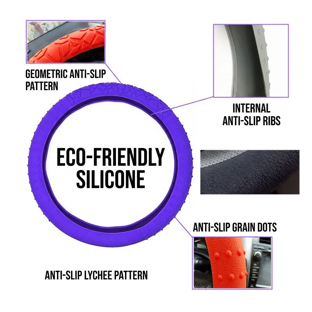 Cross-border geometric pattern non-slip silicone steering wheel cover, car D-round universal elastic particle sun-protection thickened handlebar cover