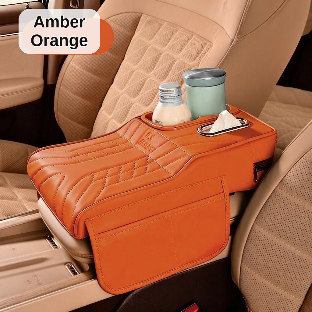 Multi-functional car armrest box water cup holder heightened central protective cover car tissue box supplies storage mat
