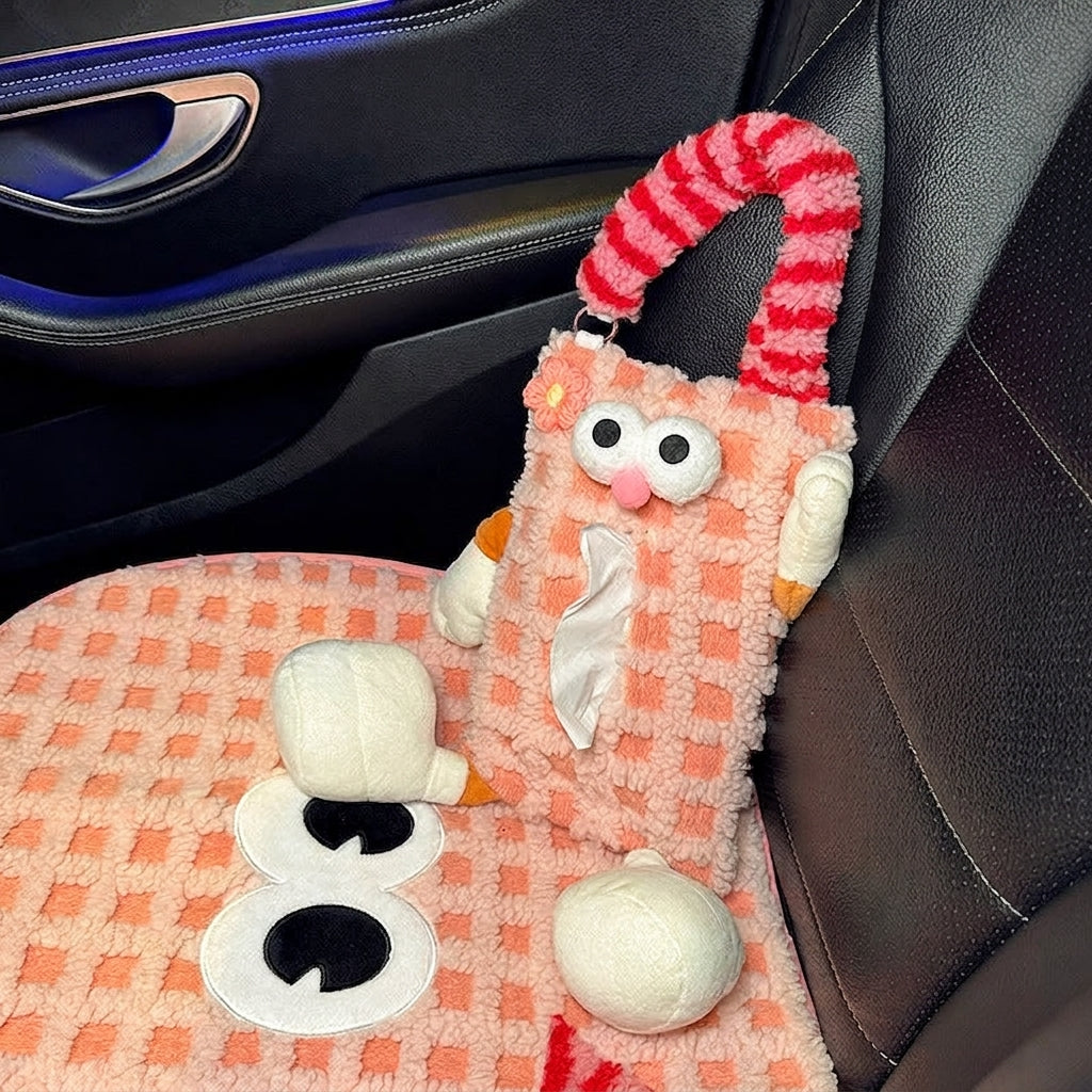 Factory custom car tissue box printed processing, hanging sewn label tissue box, car seat back tissue hanging bag