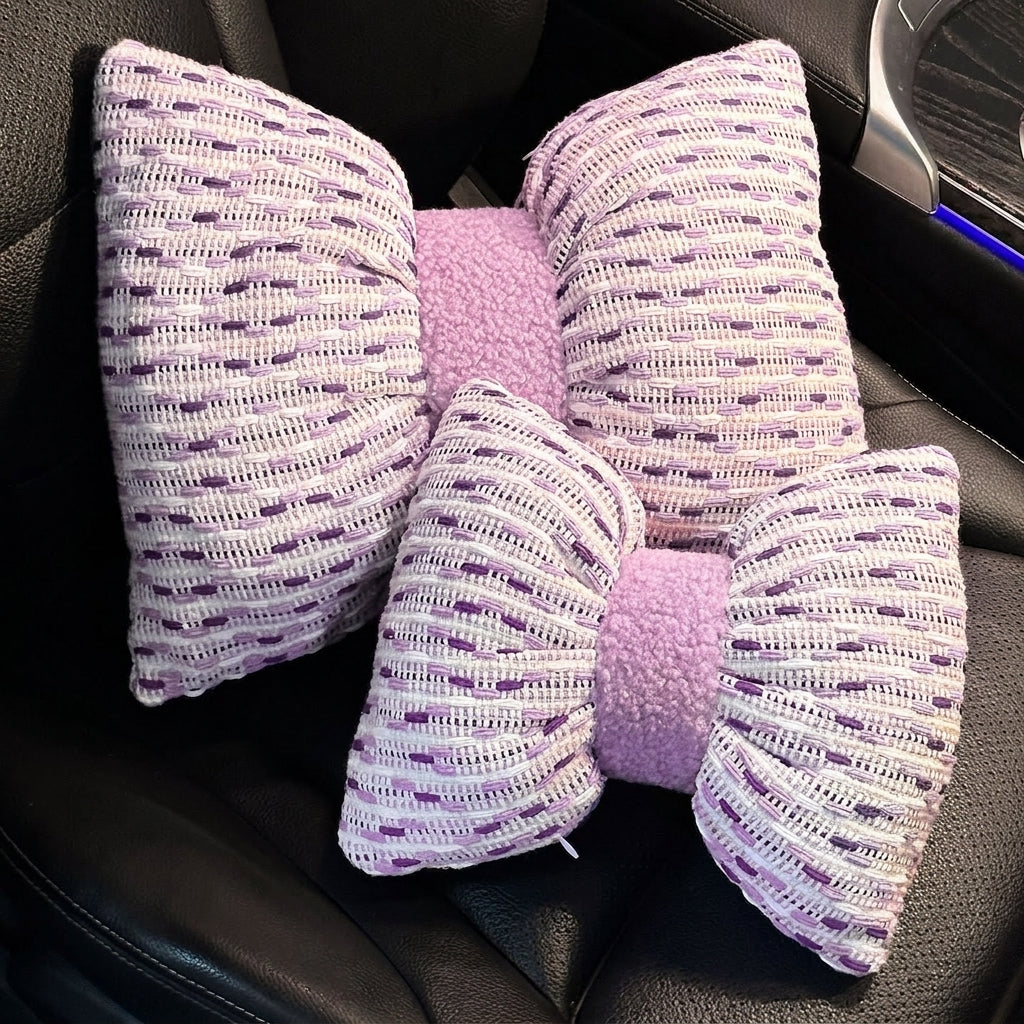 Car headrest neck support pillow for car cushions, car seat lumbar cushion set, for the driver's seat and for women's lumbar support