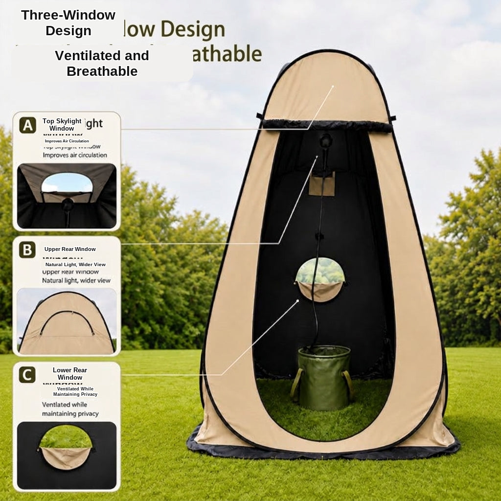 New outdoor bathing tent, black rubber waterproof portable toilet changing shower bathing camping changing cover tent
