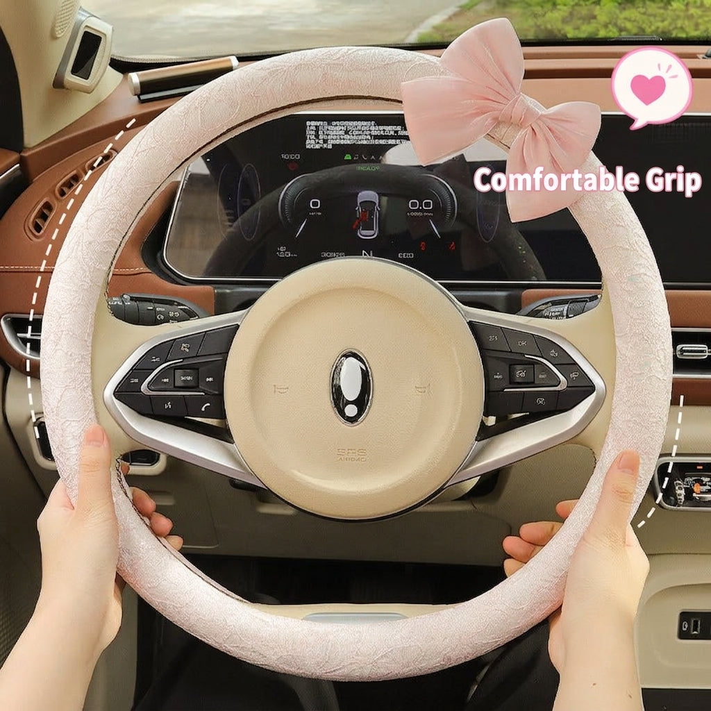 Lace car steering wheel cover, anti-slip decoration, all-season universal one-piece dropshipping, cross-border e-commerce trending sporty style