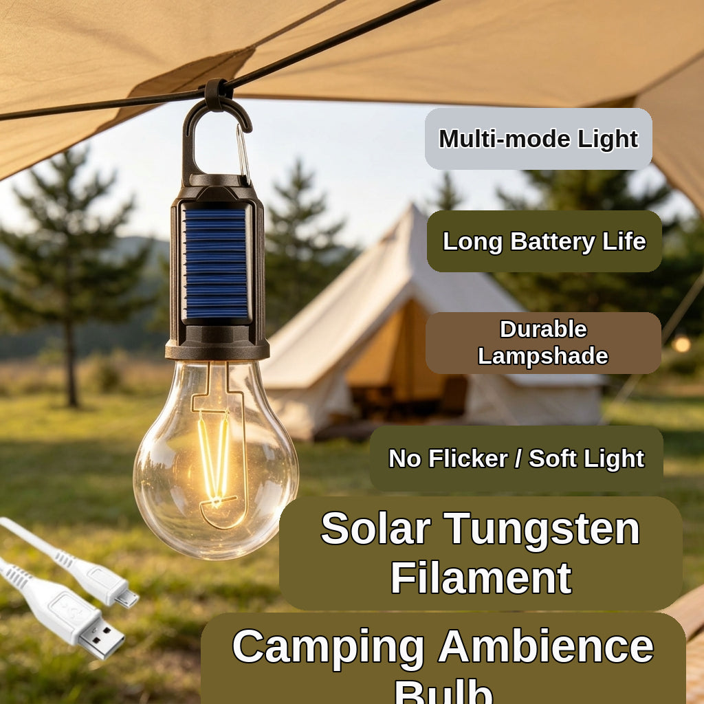 Solar Camping Light with Hook - Rechargeable