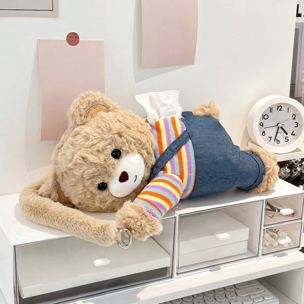 Car tissue box hanging car drawer box bear creative cute practical doll in the car tissue bag hanging bag