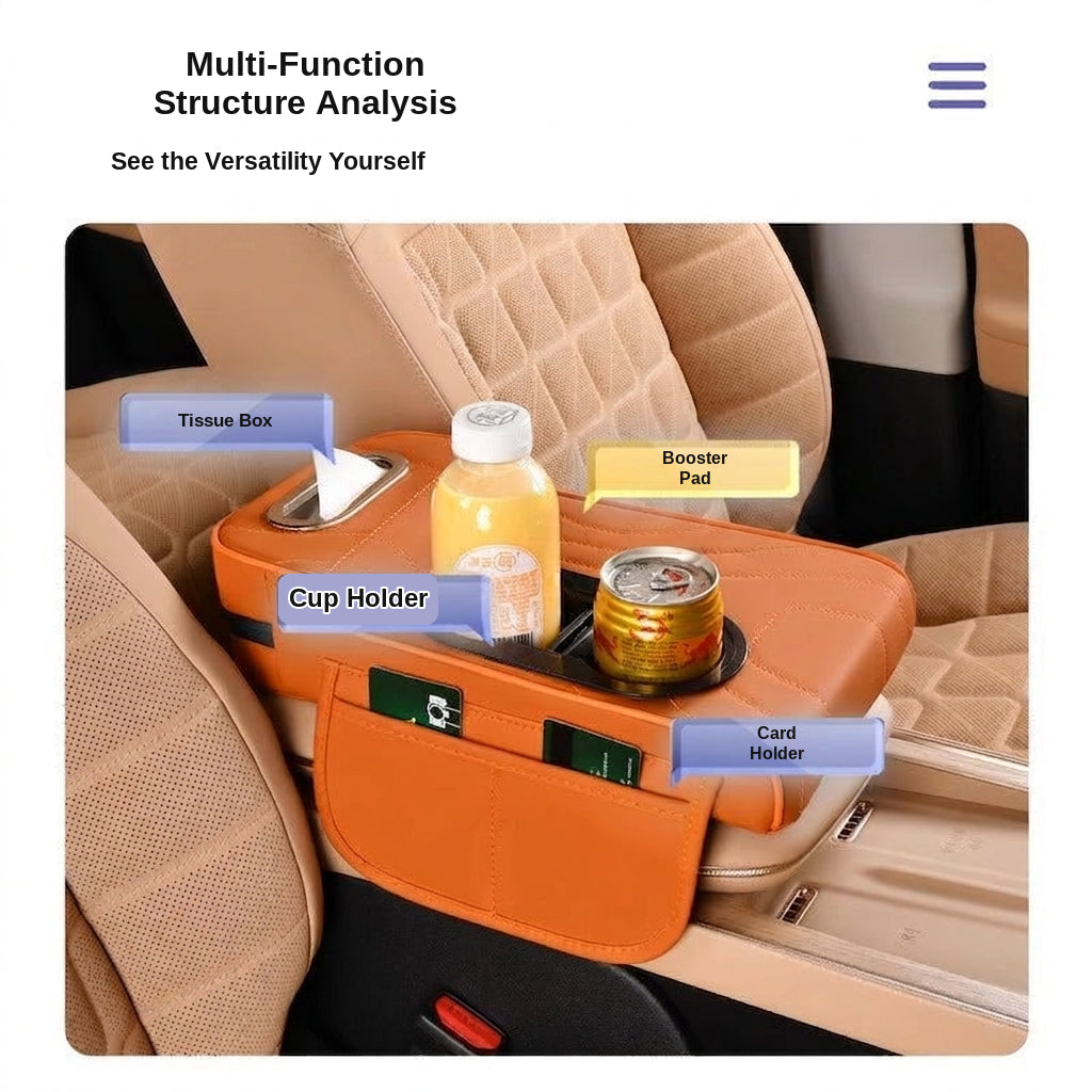 2025 New Central Car Armrest Box Height Pad Cover Protective Cover Double Cup Holder Premium Leather Car Accessories