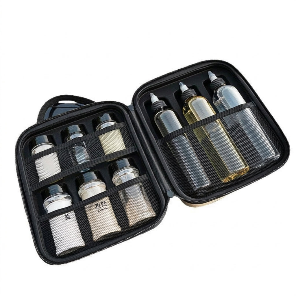 Camping and Outdoor Cooking Seasoning Bottle Set, Outdoor Portable Storage PET Spice Bottle, Repackaging Bottle, Oil Bottle Organizer Bag