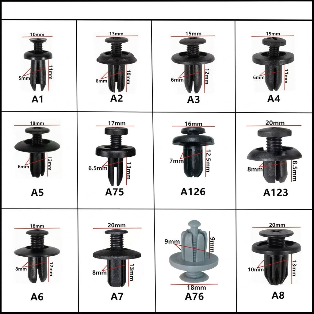Universal automotive fender liner, trunk plastic clips, mudguard clips, expansion screws, hole-pierced studs, snaps