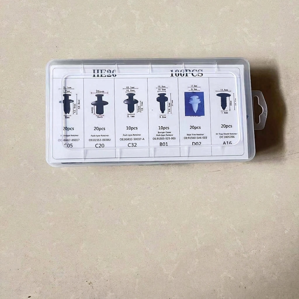 Domestic trade and foreign trade 100PCS car general boxed buckle combination set door panel nylon wheel eyebrow clamp HE26
