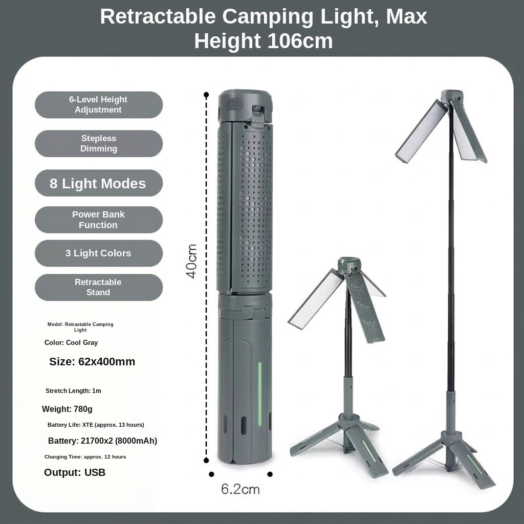 Camping Light with Telescopic Stand - Retractable