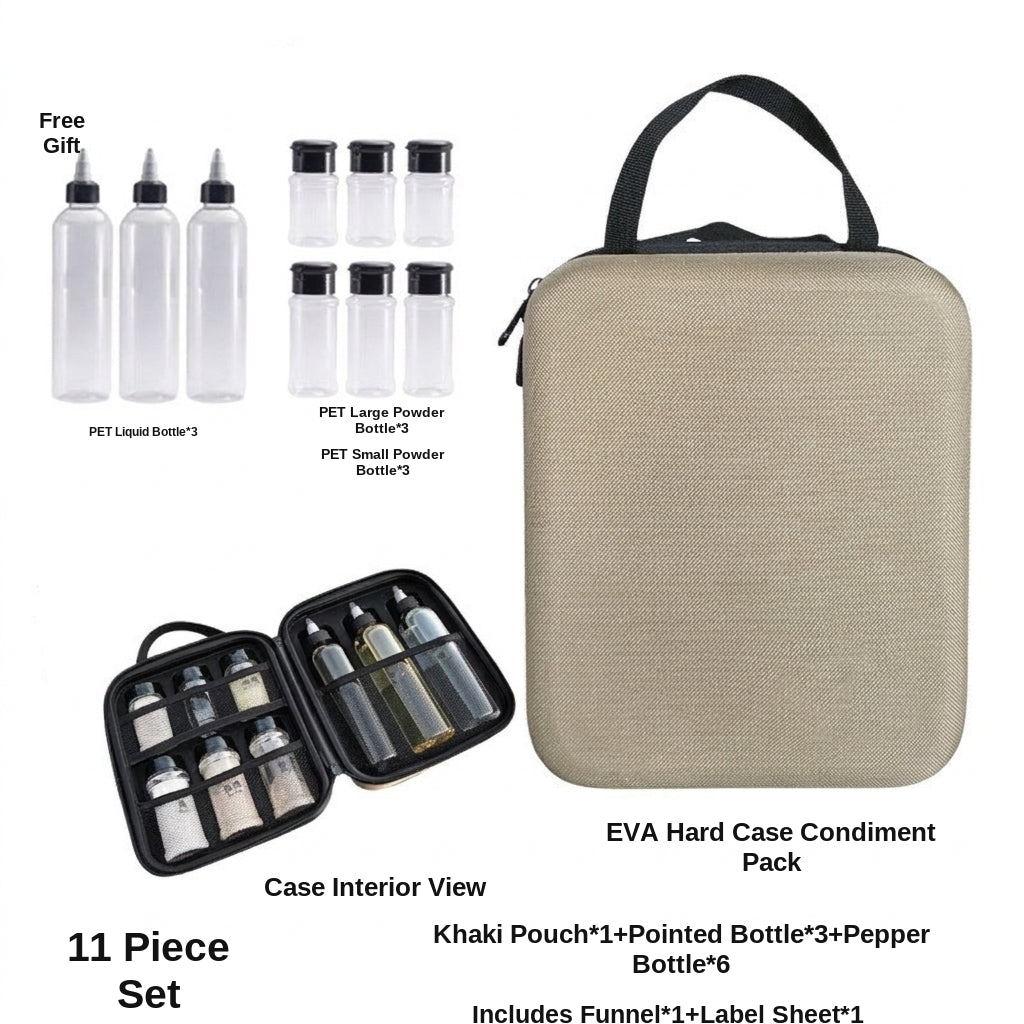 Camping and Outdoor Cooking Seasoning Bottle Set, Outdoor Portable Storage PET Spice Bottle, Repackaging Bottle, Oil Bottle Organizer Bag