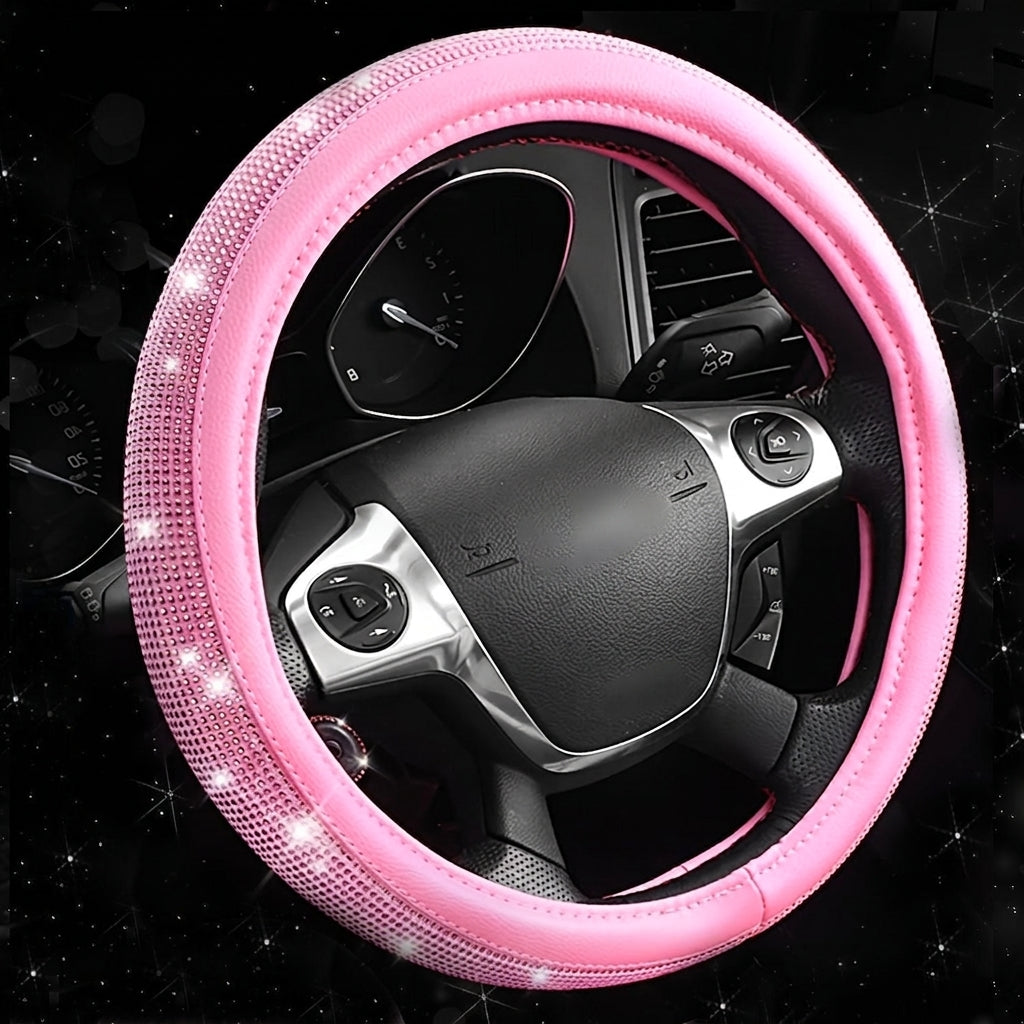 New car rhinestone fully rhinestone-hot rhinestone steering wheel, personalized handlebar cover, unisex steering wheel, Amazon