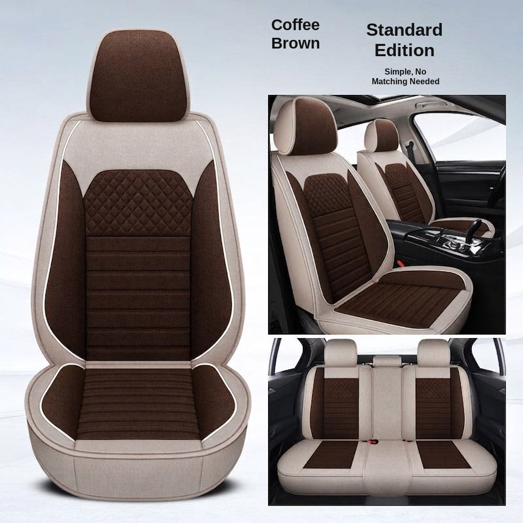 All-season universal full-coverage car seat covers, full-coverage spring and winter linen fabric art car covers, seat covers, and car cushion covers