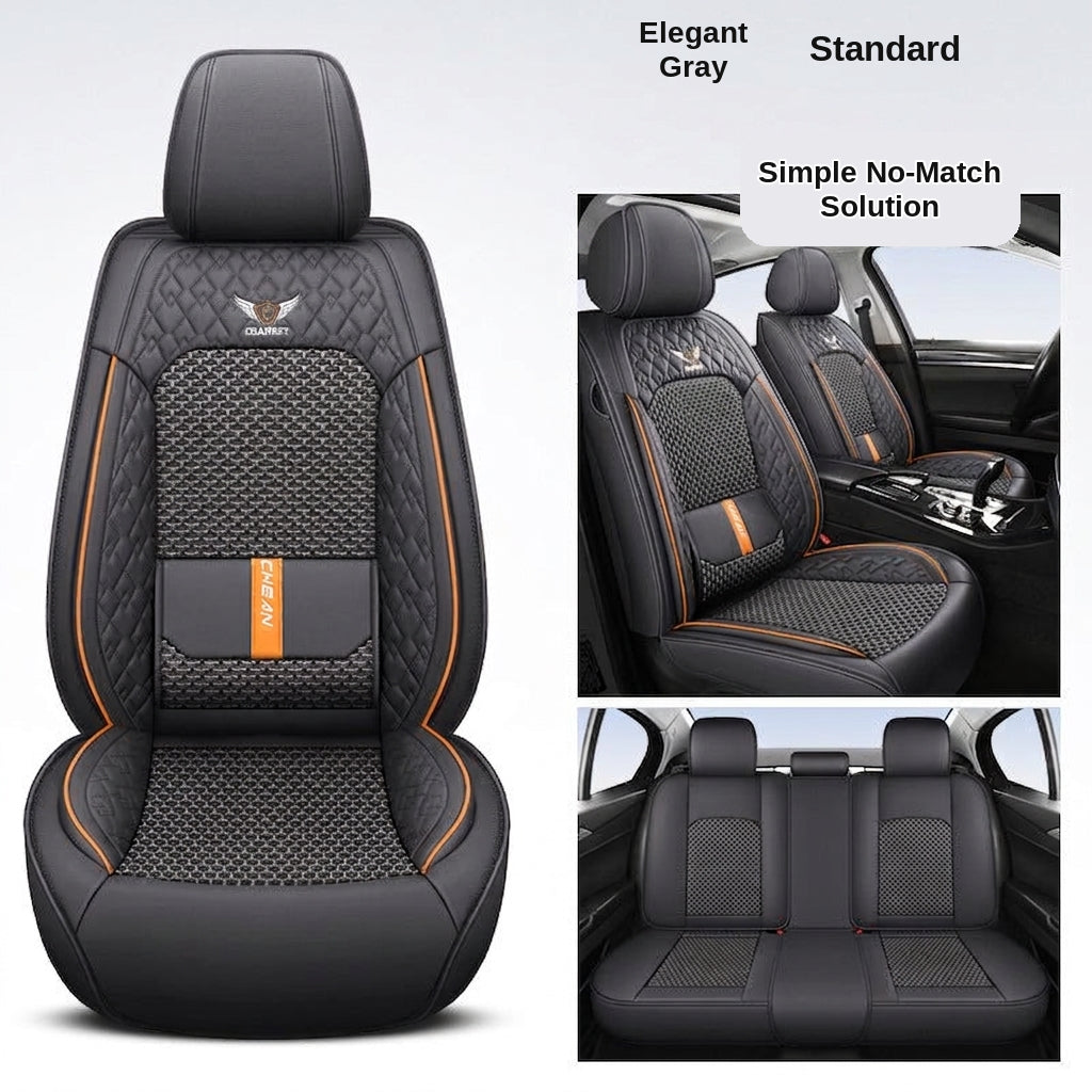 The 2025 new lumbar Napa leather ice silk car seat cushion is suitable for all seasons