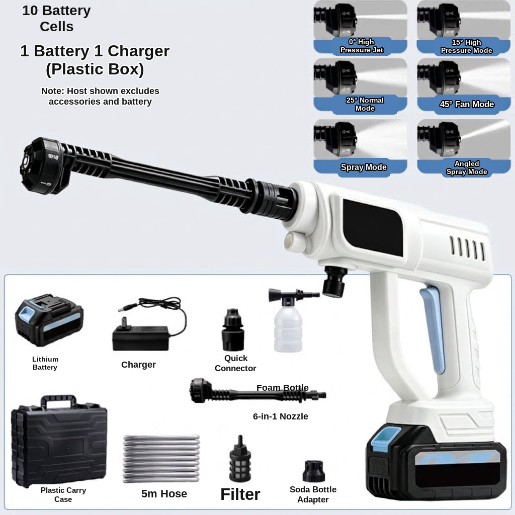 Cross-border lithium battery wireless car wash water nozzle, high-pressure, high-power car wash tool, home portable car tool