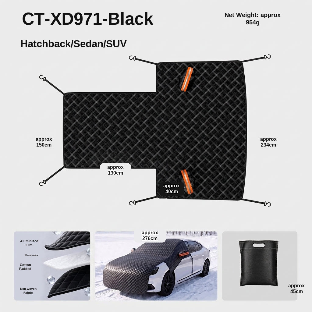 Car Snow Cover - Front Half Cover with Straps