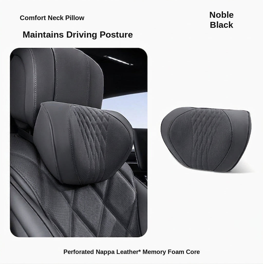 Summer breathable memory foam car headrest lumbar support premium car seat pillow car leather neck support pillow