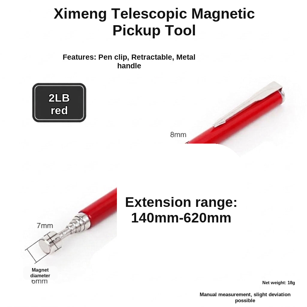 8LB Pickup Retractable Magnetic Suction Rod with Light Magnetic Rod Auto Repair Tool Metal Picker Suction Rod