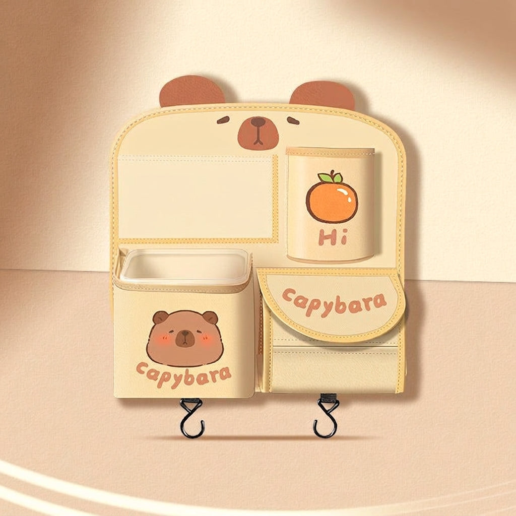 Car storage hanging bag, multifunctional creative cute car seat rear storage rack, tissue box inside car, trash bin
