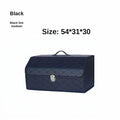Car trunk storage box, leather foldable car organizer box, large capacity metal locking with handle storage box