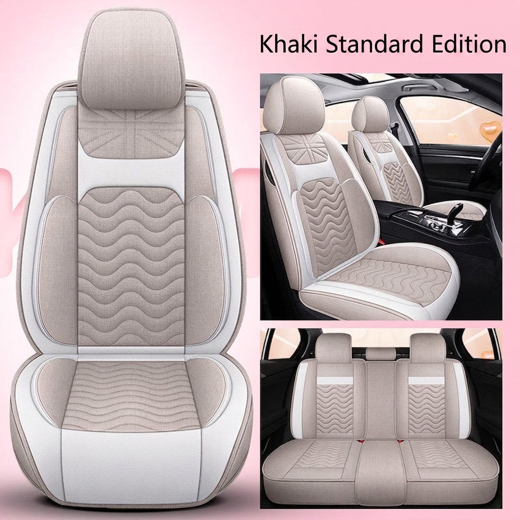 Cartoon car seat cushion, all-season universal all-round car seat cover, linen fabric art seat cushion, winter goddess seat cover